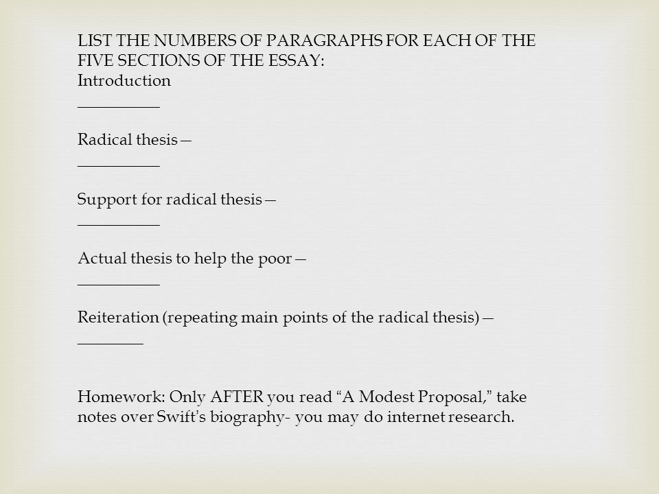 a modest proposal thesis statement